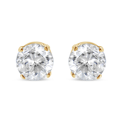 AGS Certified 14K Yellow Gold 1/2 Cttw 4 Prong Set Brilliant Round-Cut Solitaire Diamond Push Back Stud Earrings (O-P, Color, SI2-I1 Clarity) by Bids.com