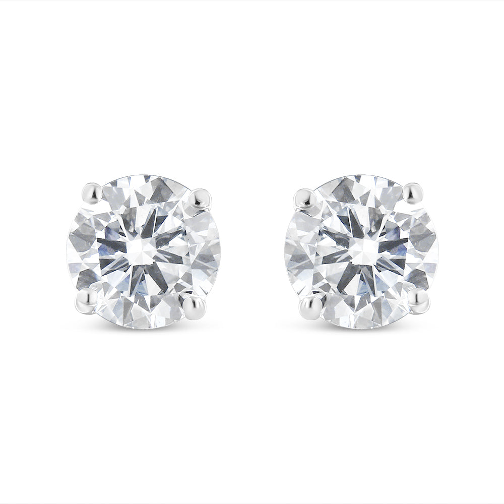 14K White Gold 1-1/2 Cttw Round Brilliant-Cut Diamond Classic 4-Prong Stud Earrings with Screw Backs (H-I Color, I1-I2 Clarity) by Bids.com