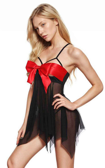 Mesh Bow Bust Babydoll