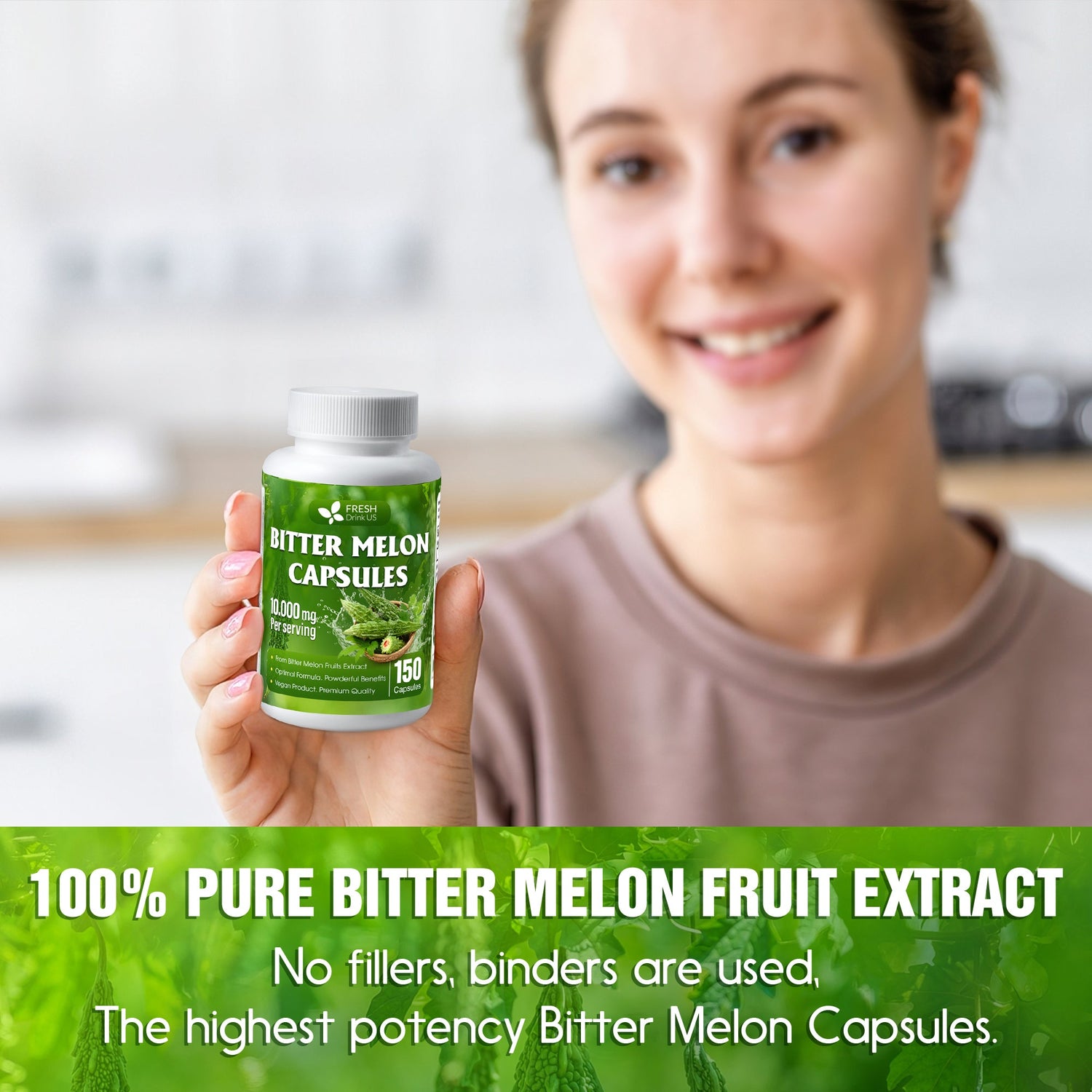 Bitter Melon Capsules, 1000mg, 150 Capsules - Gluten Free, Non-GMO by FreshDrinkUS - Natural and Premium Herbal Tea