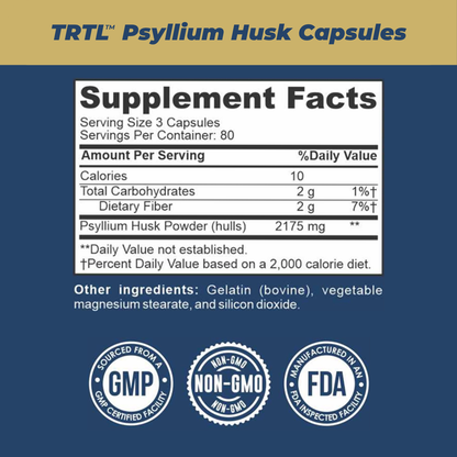 TRTL Psyllium Husk 725mg Capsules 240 Count