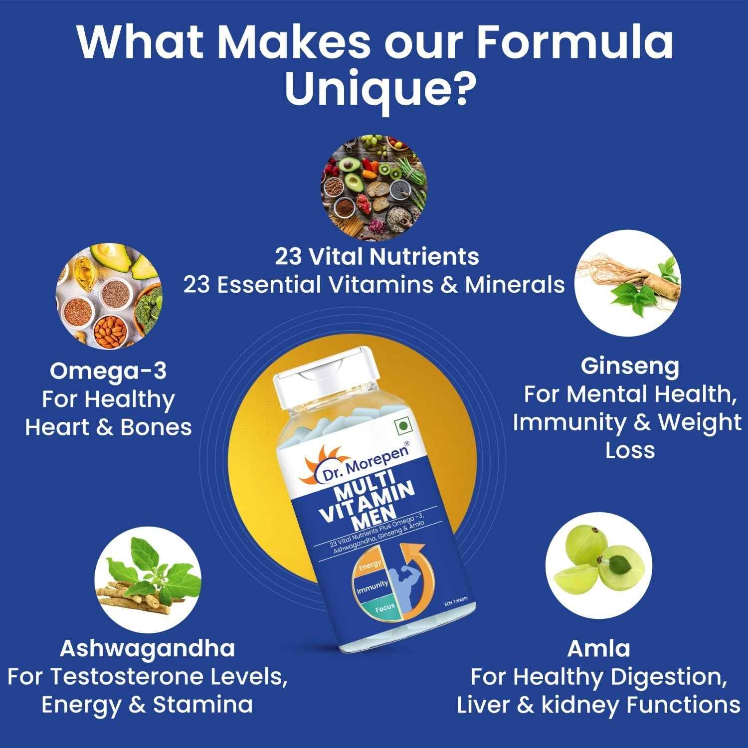 Dr Morpen Testo Boost And Multivitamin Men -With Omega 3 &amp; Herbs /Energy &amp; Immunity Booster