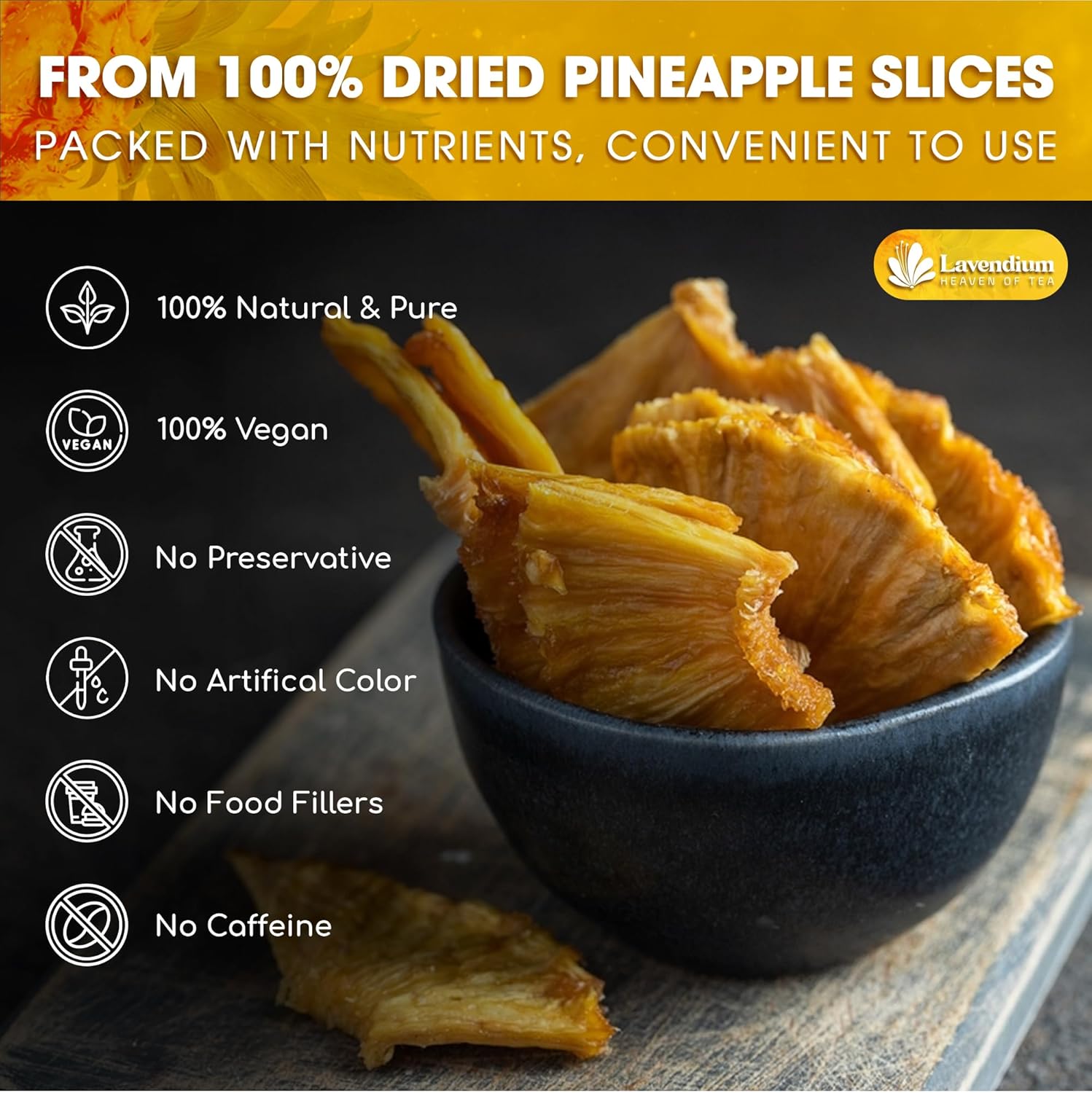 Dried Pineapple Slices 6oz – Premium Quality, Naturally Sweet &amp; Tangy by FreshDrinkUS - Natural and Premium Herbal Tea