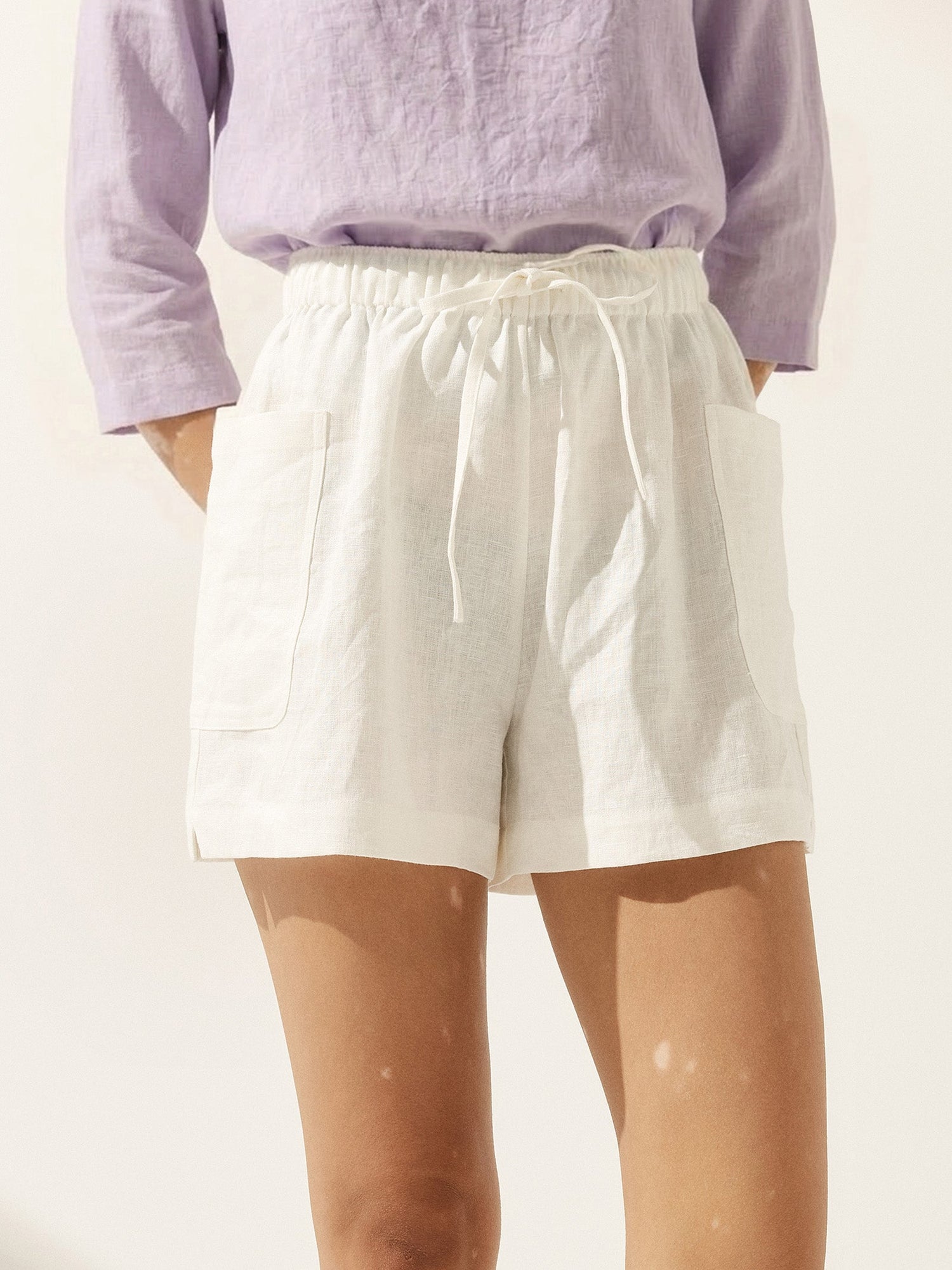 100% Linen Utility Side Pocket Short WYNNIE by LINTICO