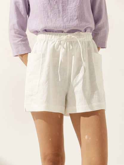 100% Linen Utility Side Pocket Short WYNNIE by LINTICO
