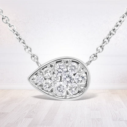 14K White Gold 1/4 Cttw Round Diamond Composite Teardrop Shape 18" Pendant Necklace - (G-H Color, SI2-I1 Clarity) by Bids.com