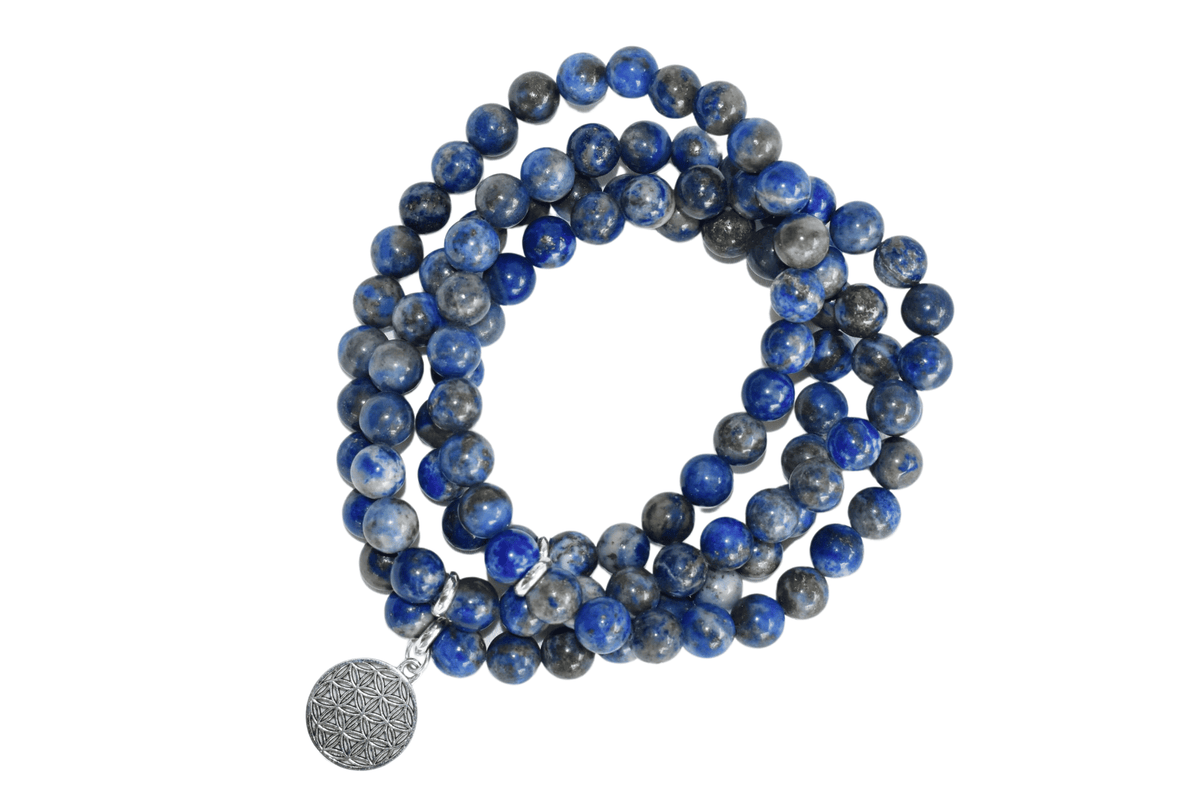 Lapis Lazuli Beads Mala Bracelet, 108 Prayer Beads Necklace (Truth and Confidence)  DestGlow