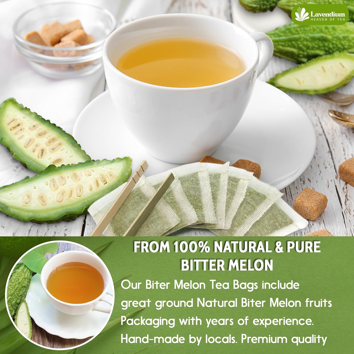 Bitter Melon Tea Bags, 100% Natural, Pure Bitter Melon. Bitter Melon Herbal Tea. Bitter Melon Fruit Tea. No Sugar, No Caffeine, No Gluten, Vegan
