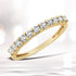 14K Yellow Gold Plated .925 Sterling Silver 1/2 cttw Shared Prong Set Brilliant Round-Cut Diamond 11 Stone Band Ring (J-K Color, I1-I2 Clarity) - Size 7  DestGlow