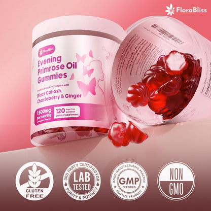 Evening Primrose Oil Gummies | 1500mg | with Black Cohosh, Chasteberry, Ginger Extract for Daily Women&