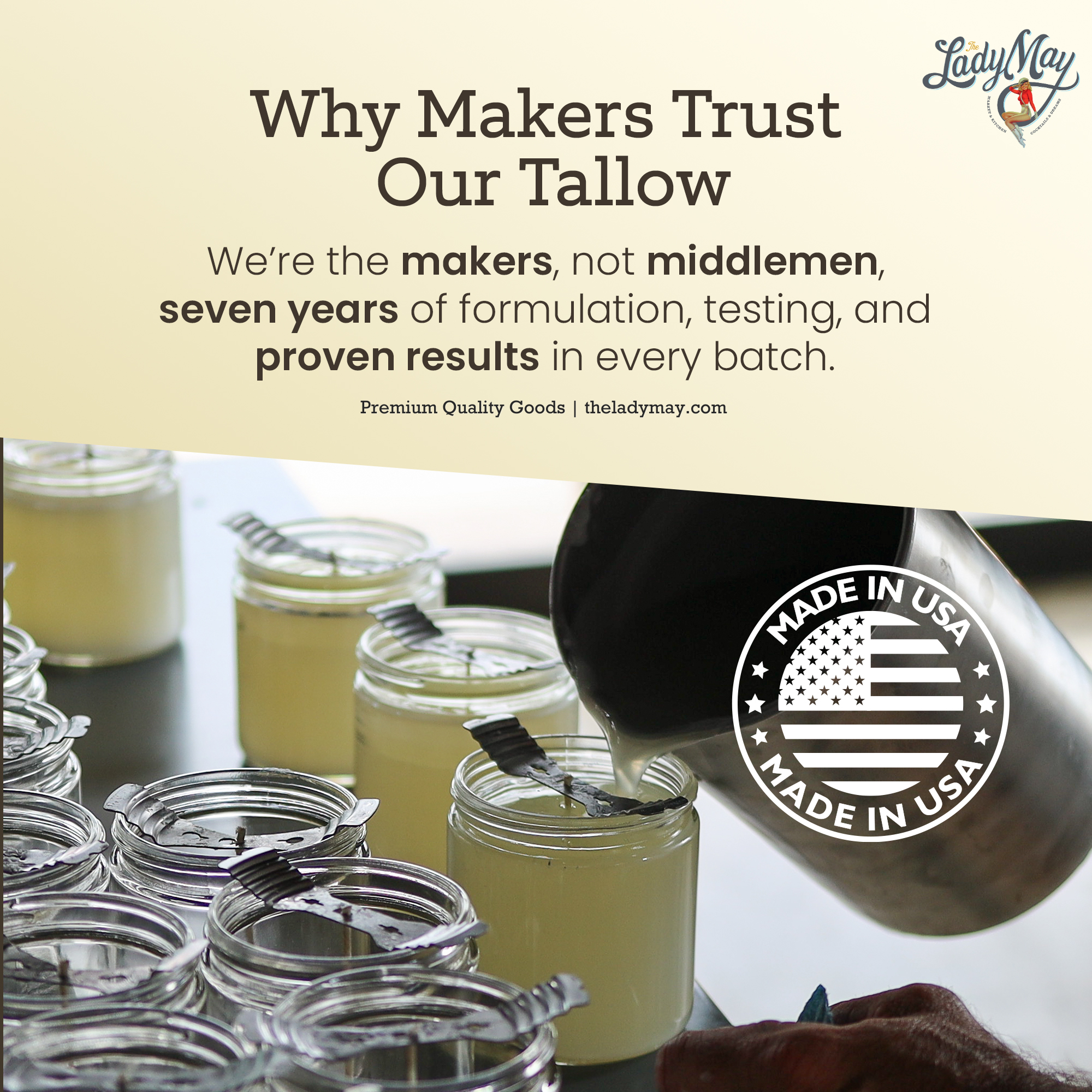 Bulk Grass-Fed Beef Tallow for Soap, Skincare &amp; Candles | 2,8,16 lbs | Maker-Proven Quality by Lady May Tallow