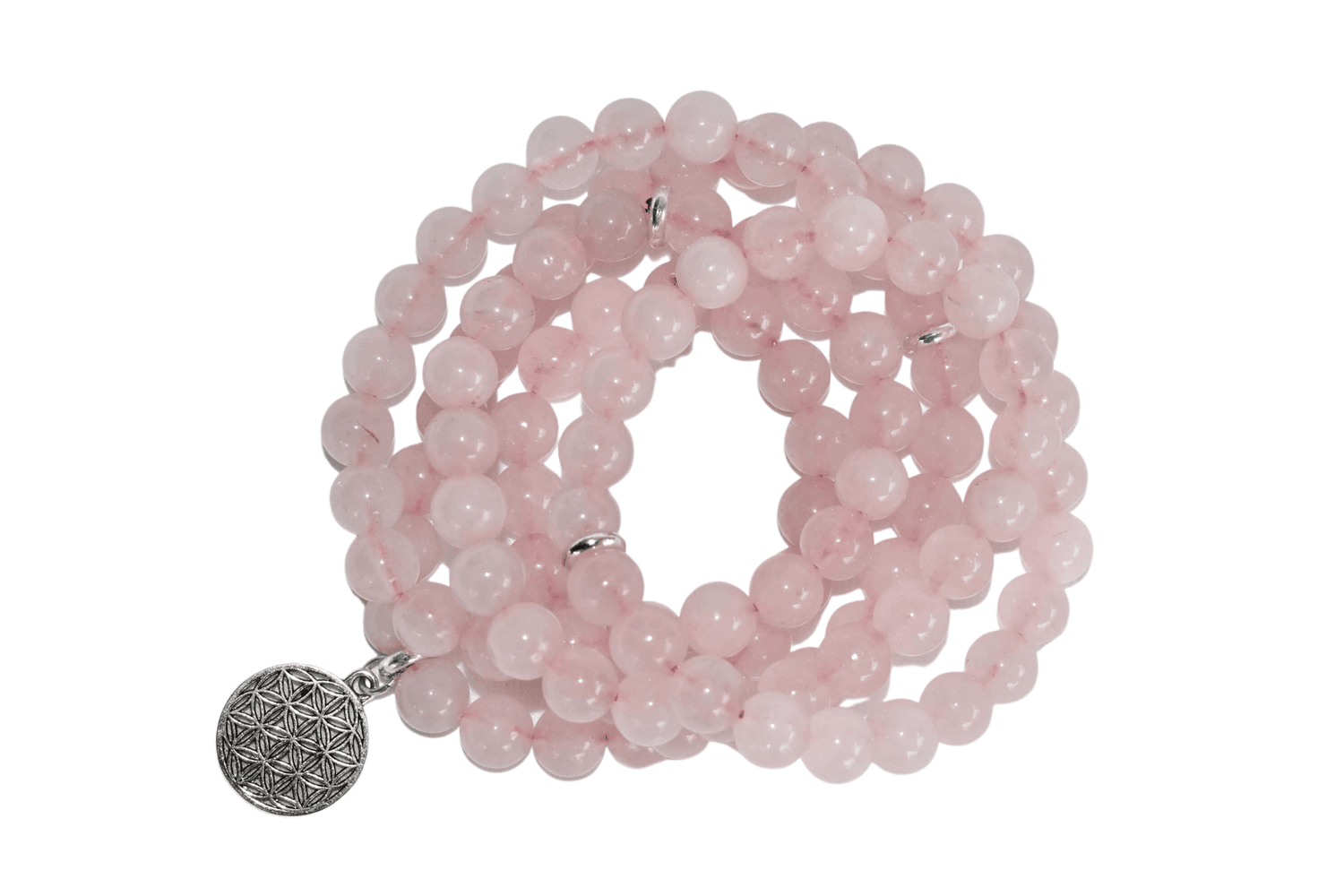 Rose Quartz Beads Mala Bracelet, 108 Prayer Beads Necklace (Love and Inner Peace)  DestGlow