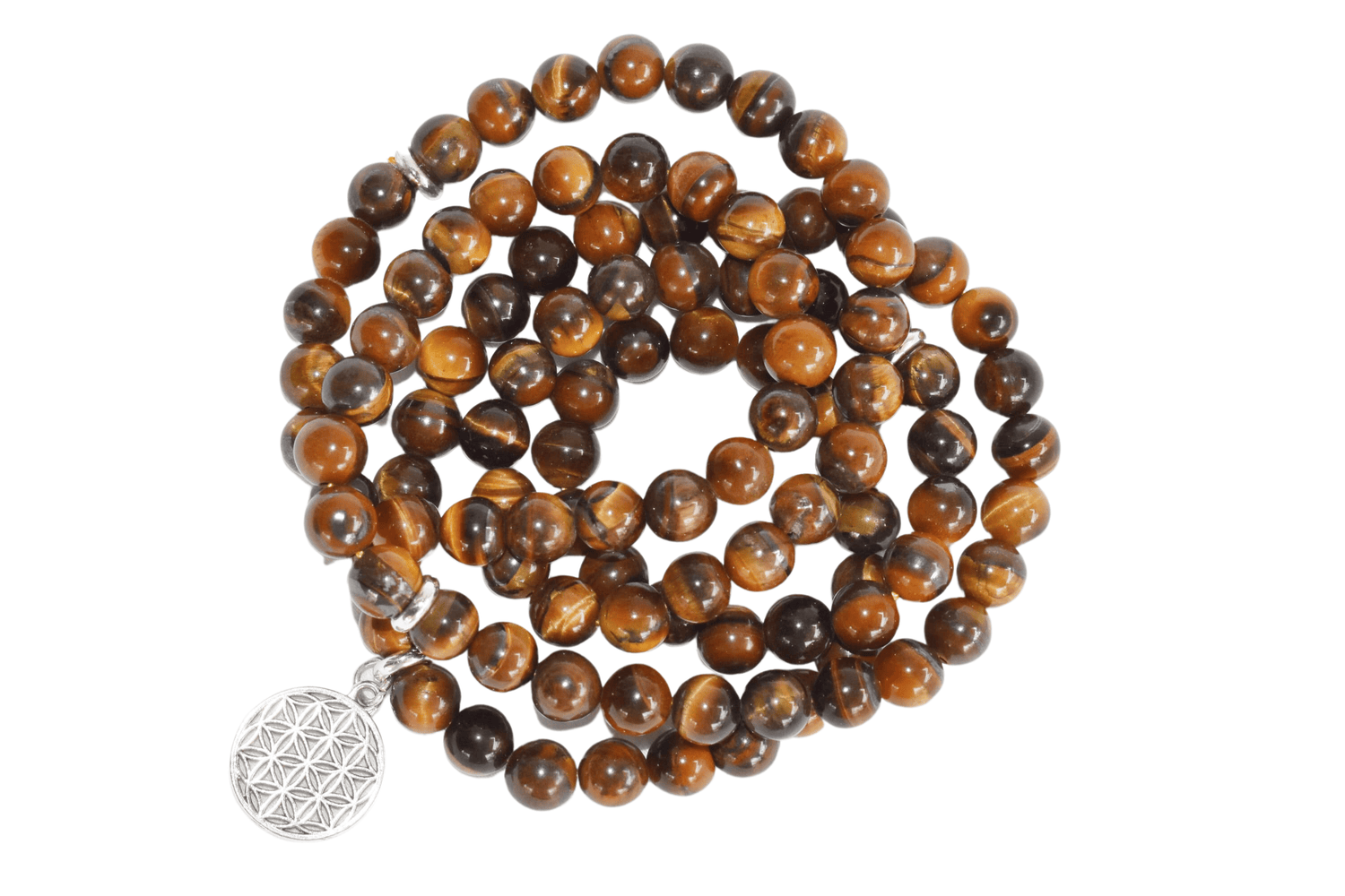 Tiger Eye Beads Mala Bracelet, 108 Prayer Beads Necklace (Protection and Inner Strength)  DestGlow
