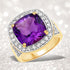 6.80 Carat Genuine Amethyst and White Diamond .925 Sterling Silver Ring by Bids.com
