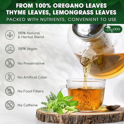 Premium Oregano Herbal Tea with Jasmine-Like Notes | Blend of Oregano, Thyme &amp; Lemongrass by FreshDrinkUS - Natural and Premium Herbal Tea