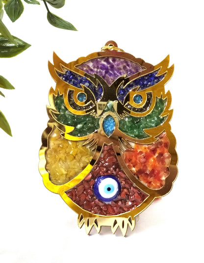 Owl Hanging, Home Protection Charm, Crystal Wall Hanging  DestGlow