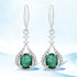 0.70 Carat Genuine Zambian Emerald and White Diamond 14K White Gold Earrings  DestGlow