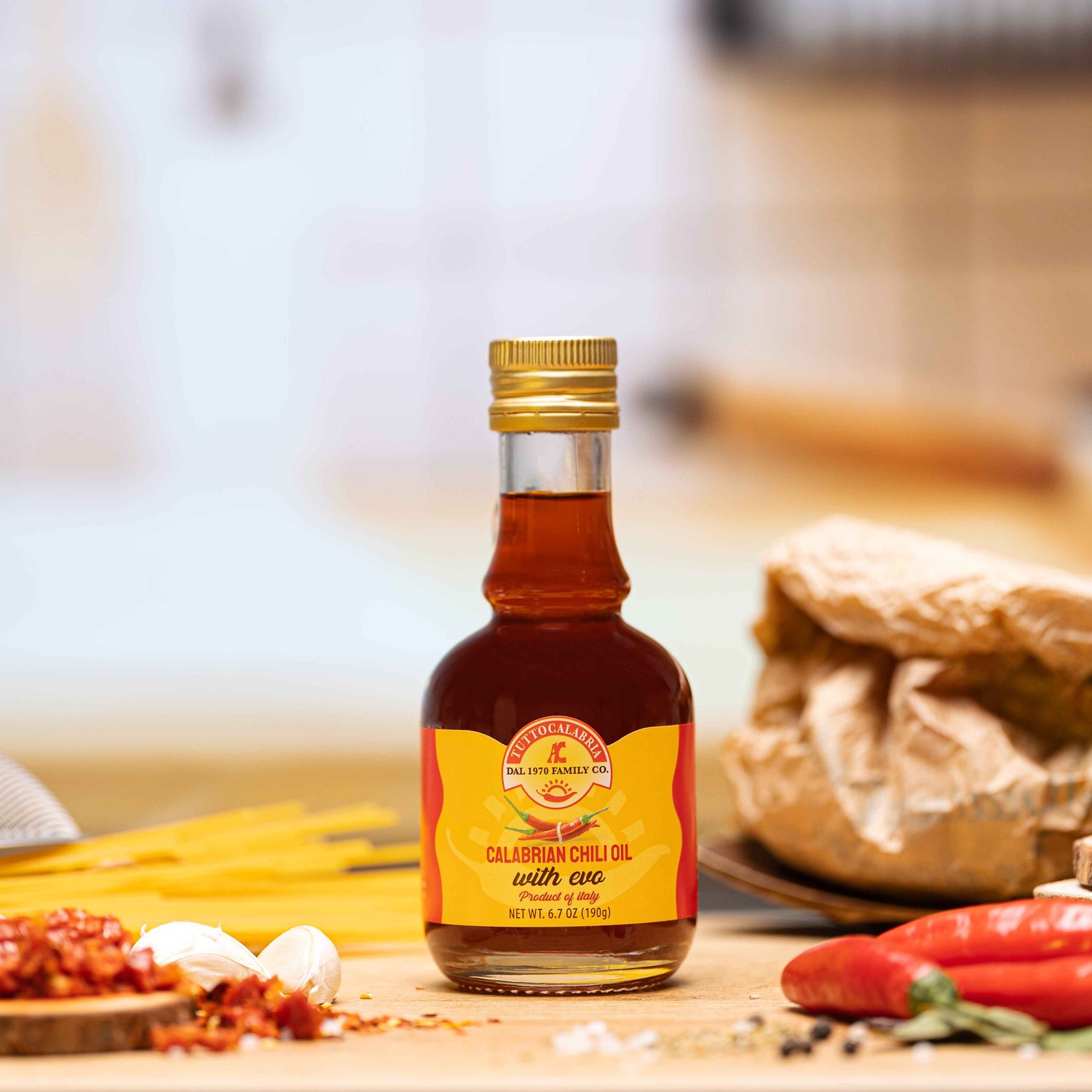 TuttoCalabria Chili Pepper Infused Extra Virgin Olive Oil – 6.76 oz (200 ml)