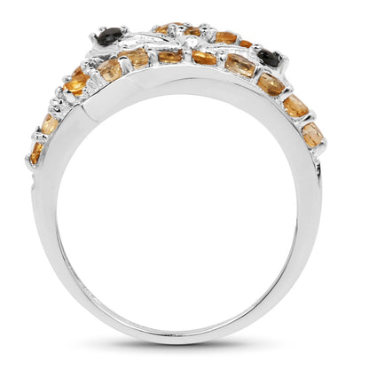 1.00 Carat Genuine Citrine &amp; Black Spinel .925 Sterling Silver Ring by Bids.com