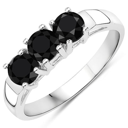 0.99 Carat Genuine Black Diamond .925 Sterling Silver Ring  DestGlow