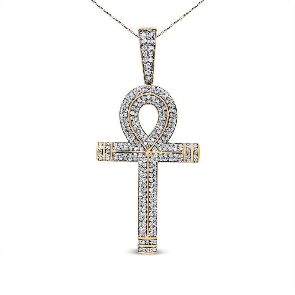 10K Yellow Gold 1 7/8 Cttw Round Diamond Ankh Men&