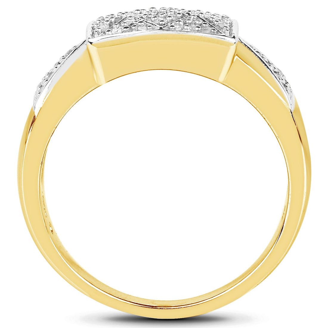 14K Yellow Gold Plated 0.21 Carat Genuine White Diamond .925 Sterling Silver Ring by Bids.com