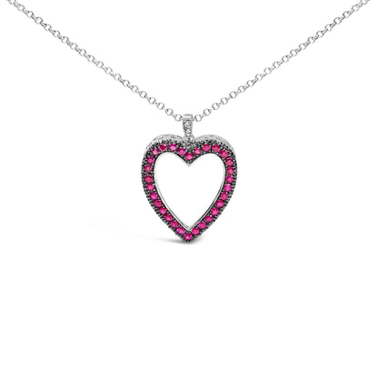 18K 1/3 Cttw Diamond and Red Ruby Open Heart with Black Rhodium 18" Pendant Necklace (G-H Color, VS2-SI1 Clarity) by Bids.com