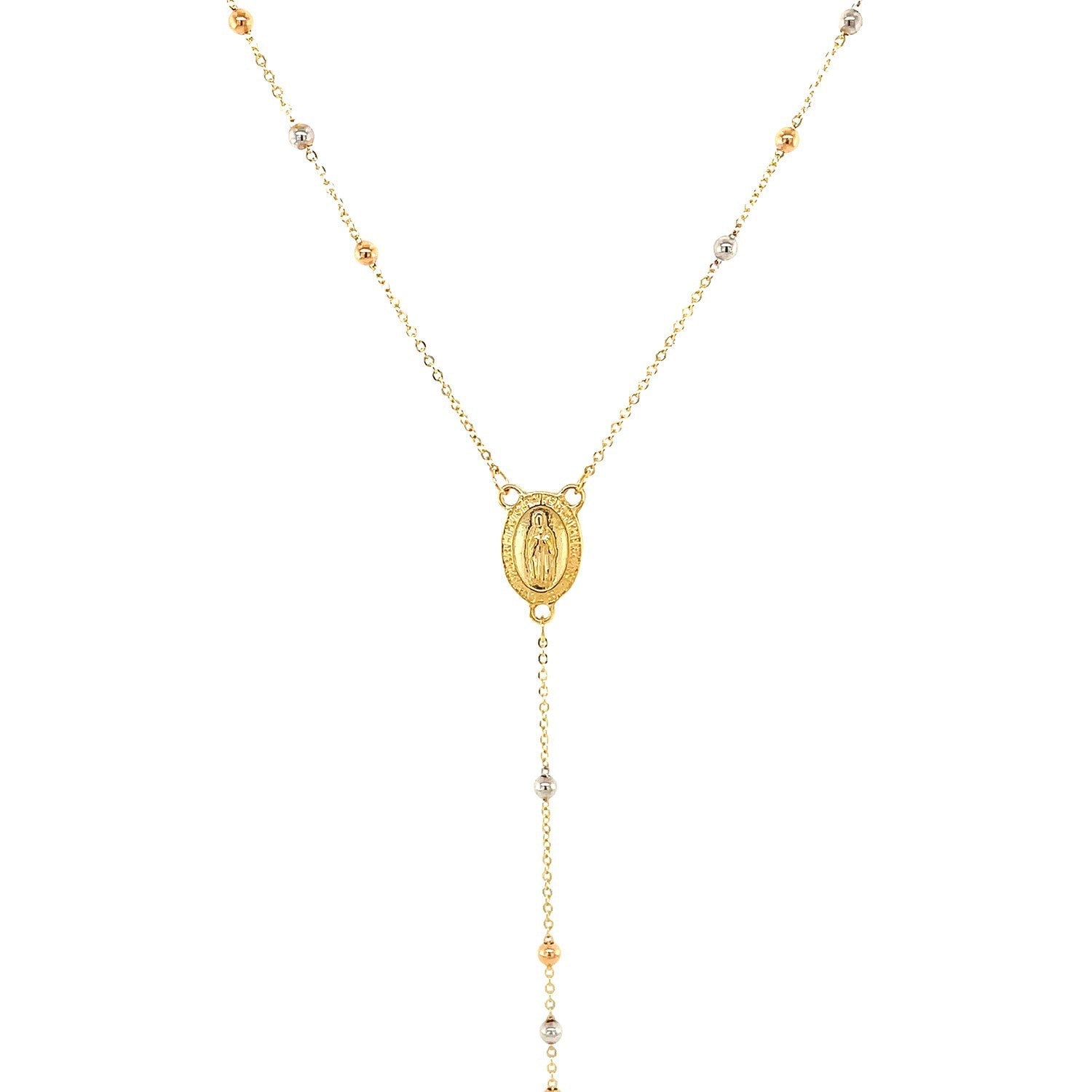 14k Tri Color Gold Lariat Rosary Necklace by Bids.com