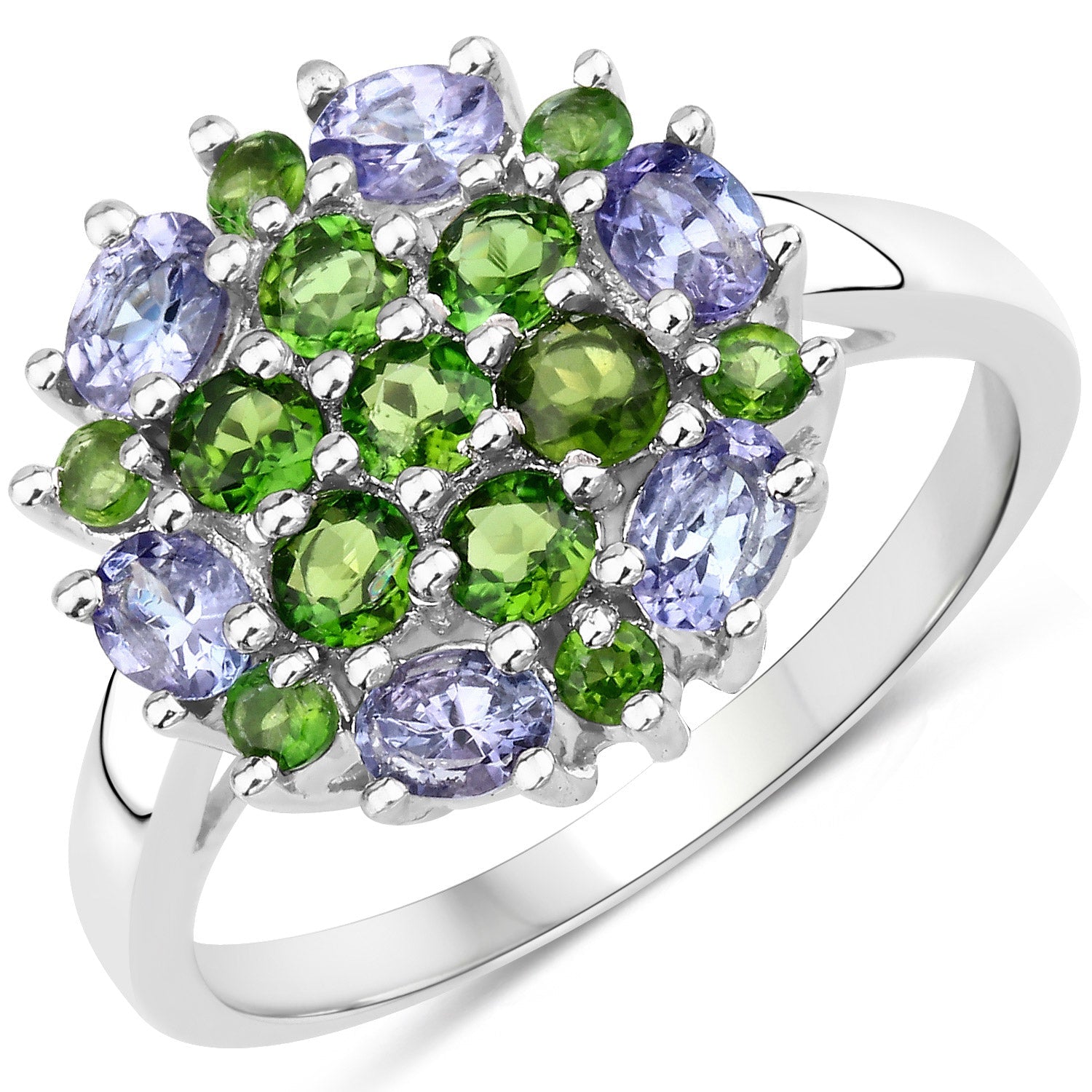 2.03 Carat Genuine Tanzanite and Chrome Diopside .925 Sterling Silver Ring by Bids.com