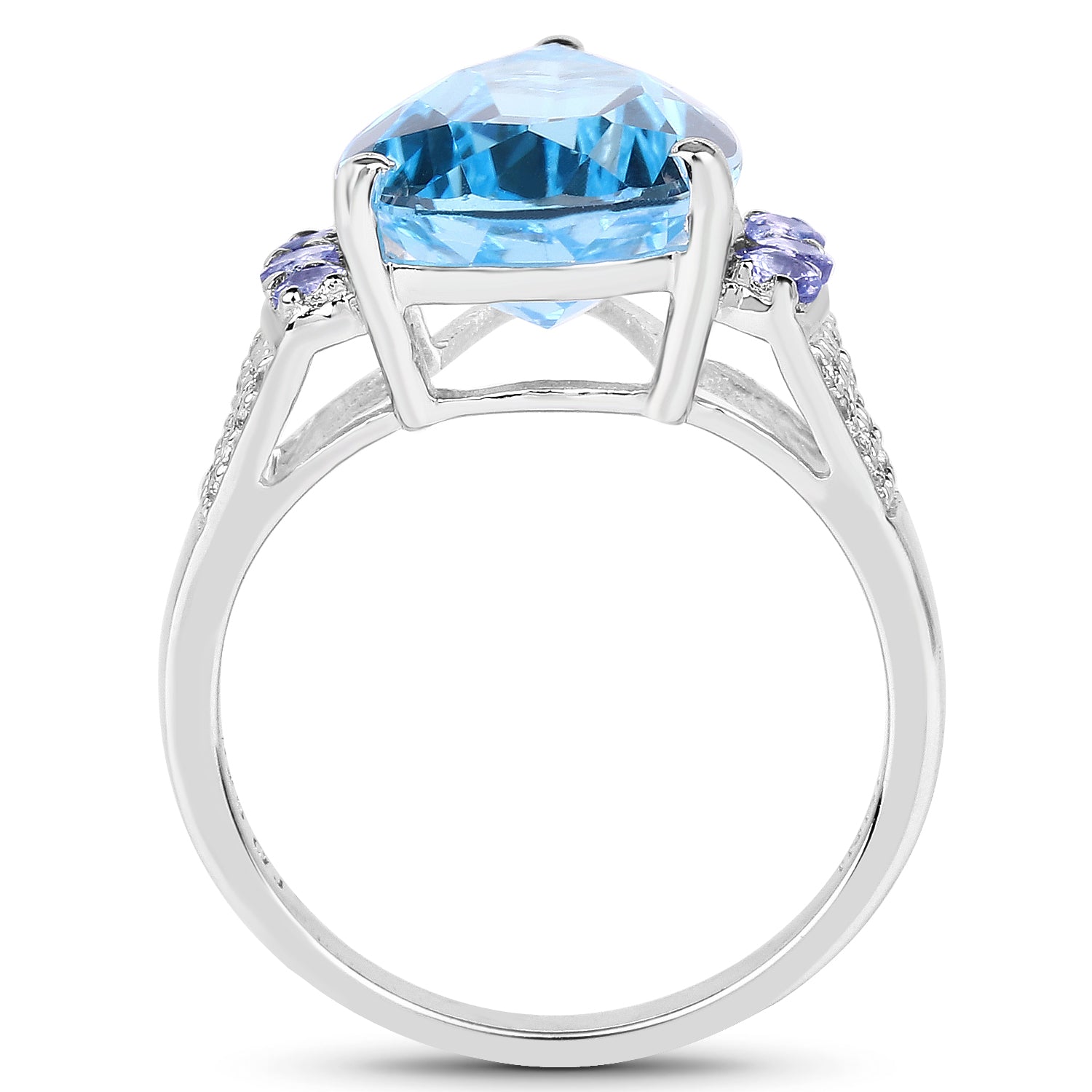6.86 Carat Genuine Swiss Blue Topaz, Tanzanite &amp; White Topaz .925 Sterling Silver Ring by Bids.com