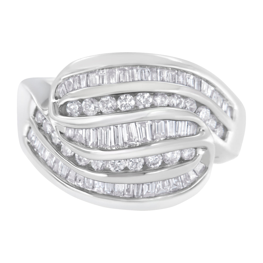 14KT White Gold Diamond Bypass Band Ring (1 cttw, H-I Color, SI1-SI2 Clarity) by Bids.com