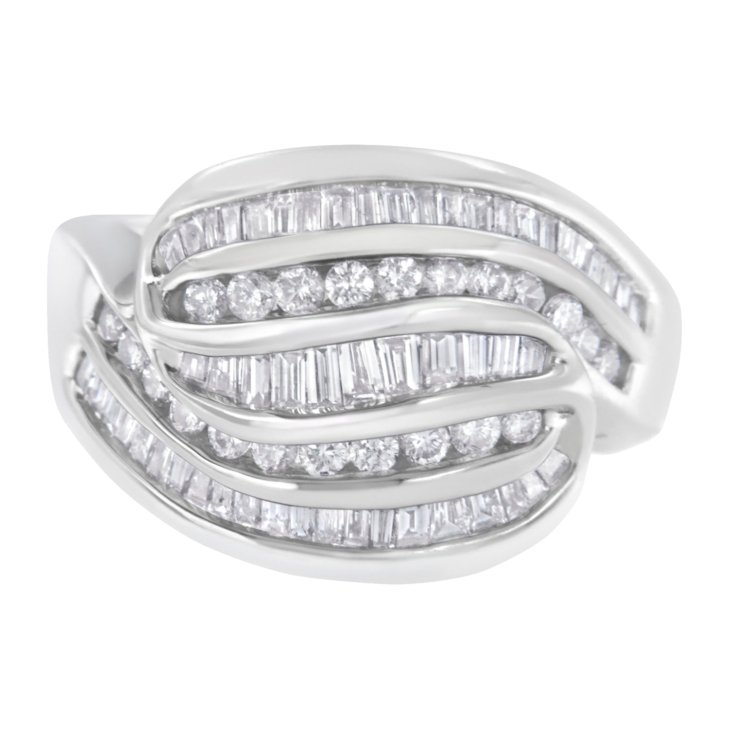 14KT White Gold Diamond Bypass Band Ring (1 cttw, H-I Color, SI1-SI2 Clarity) by Bids.com
