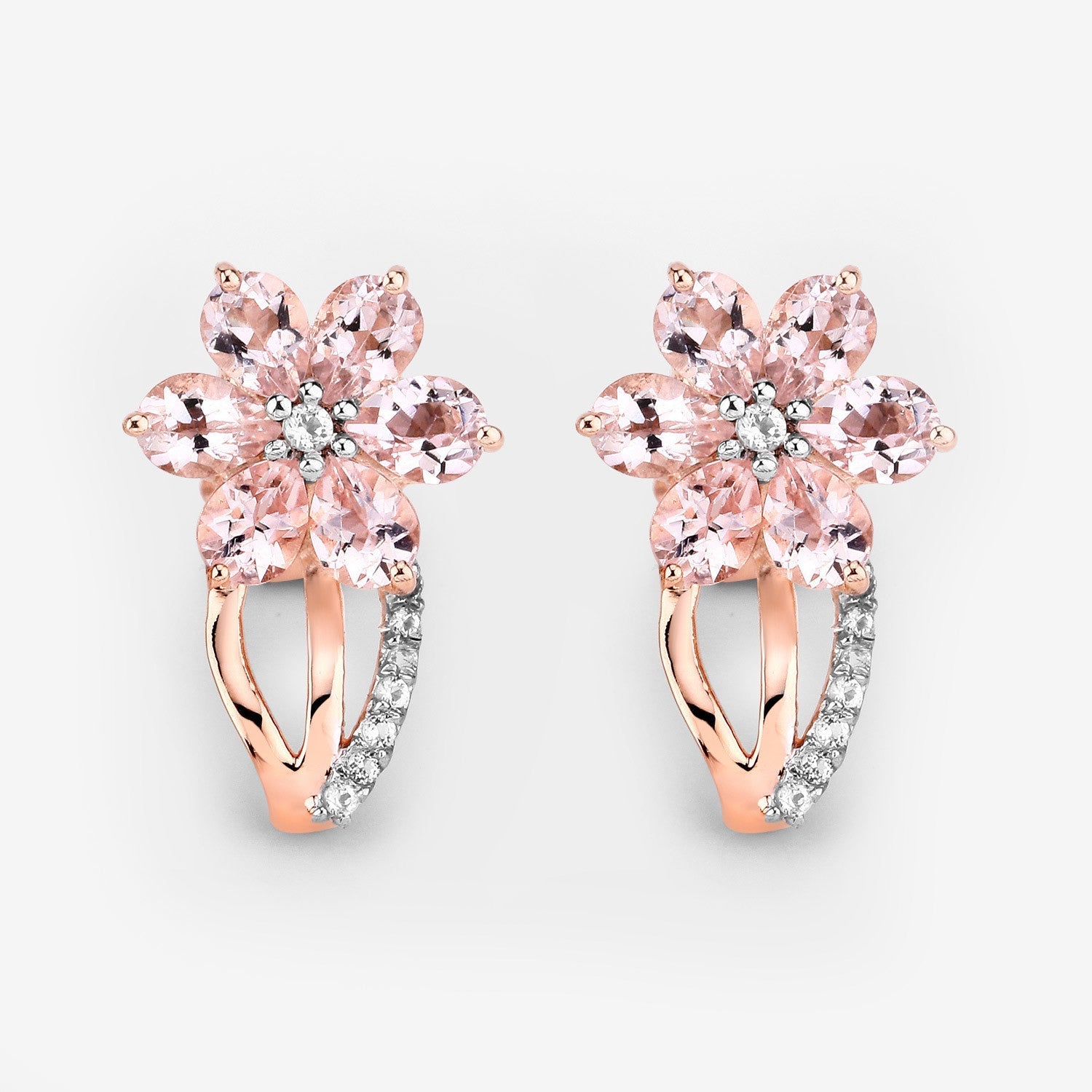 1.66 Carat Genuine Morganite and White Topaz .925 Sterling Silver Earrings  DestGlow