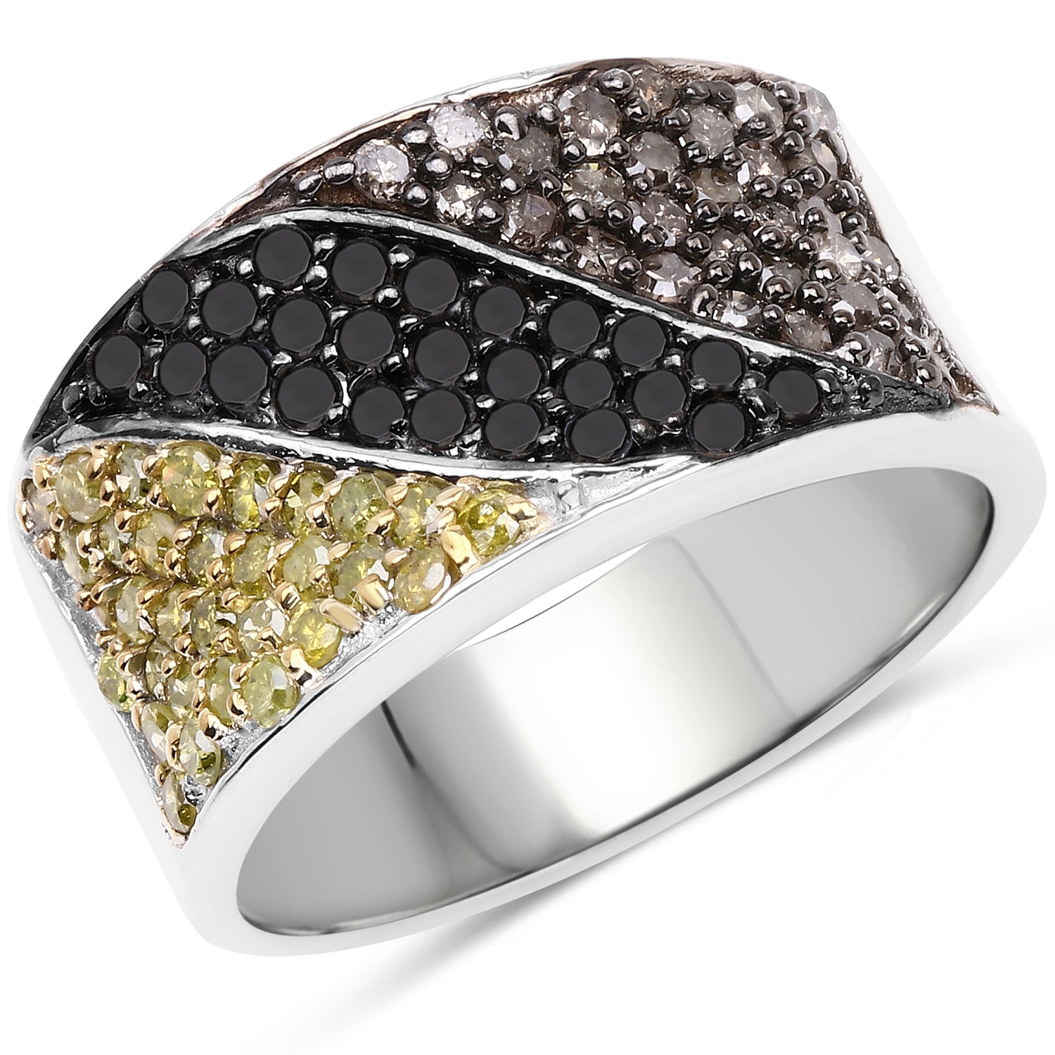 1.32 Carat Genuine multi Diamond .925 Sterling Silver Ring by Bids.com