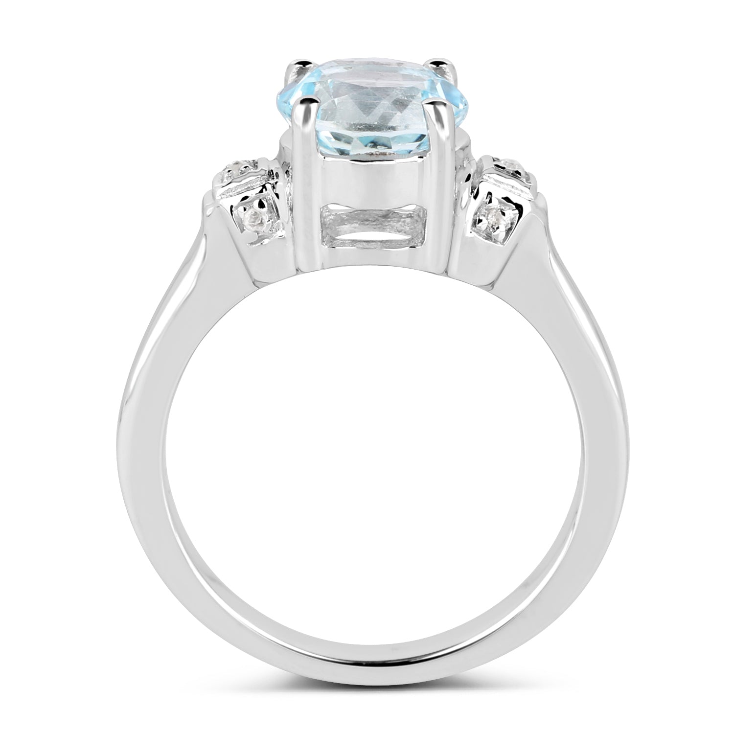 2.28 Carat Genuine Blue Topaz and White Topaz .925 Sterling Silver Ring by Bids.com
