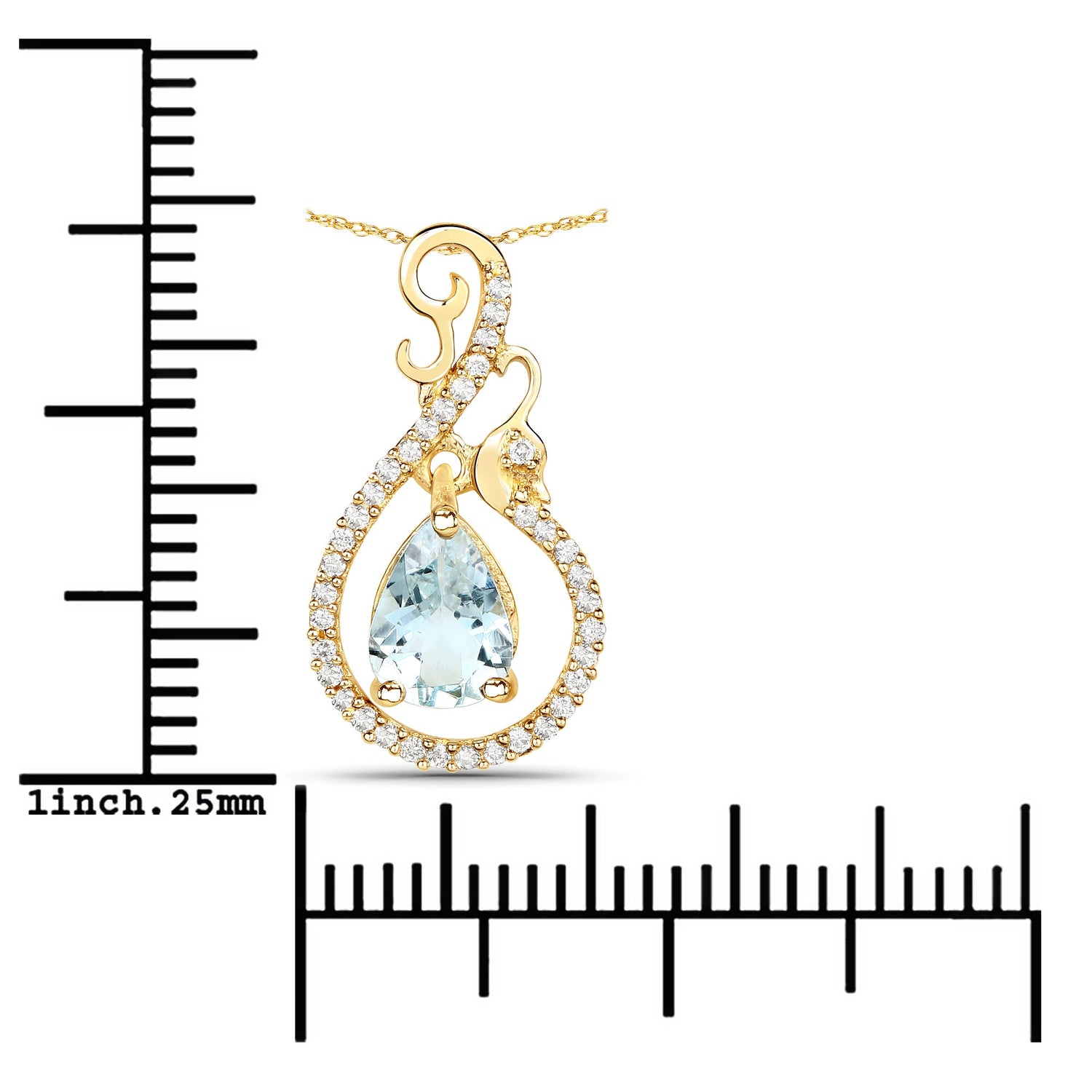 0.76 Carat Genuine Aquamarine and White Diamond 14K Yellow Gold Pendant by Bids.com
