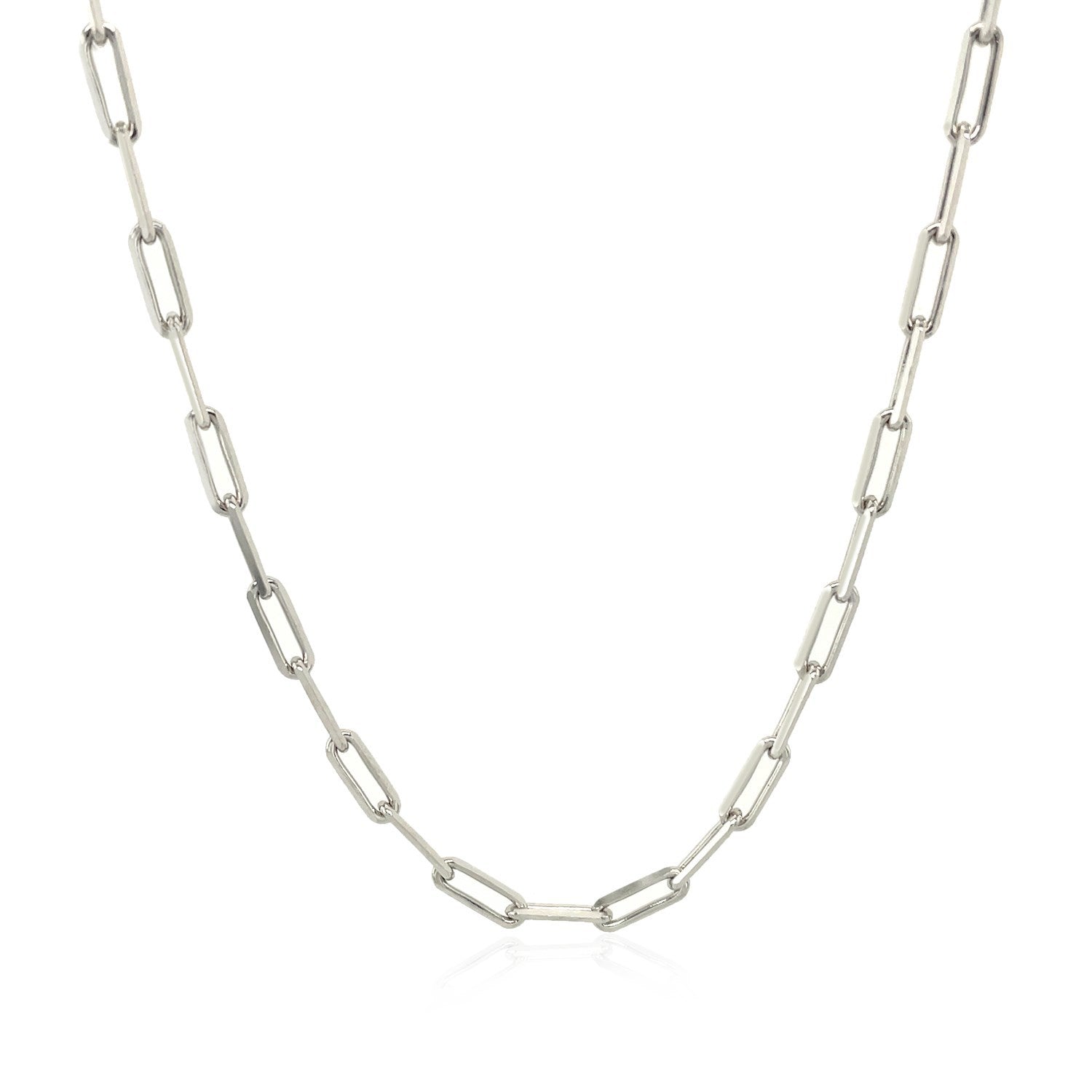 Sterling Silver Rhodium Plated Paperclip Chain (2.5 mm) by Bids.com