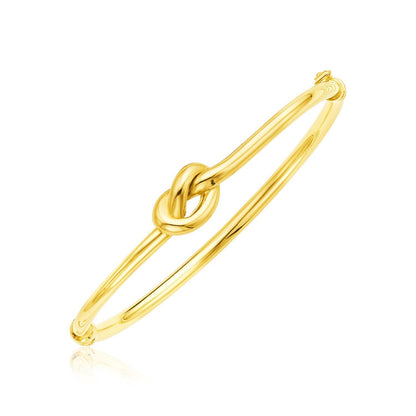14k Yellow Gold Bangle Bracelet with Polished Knot by Bids.com