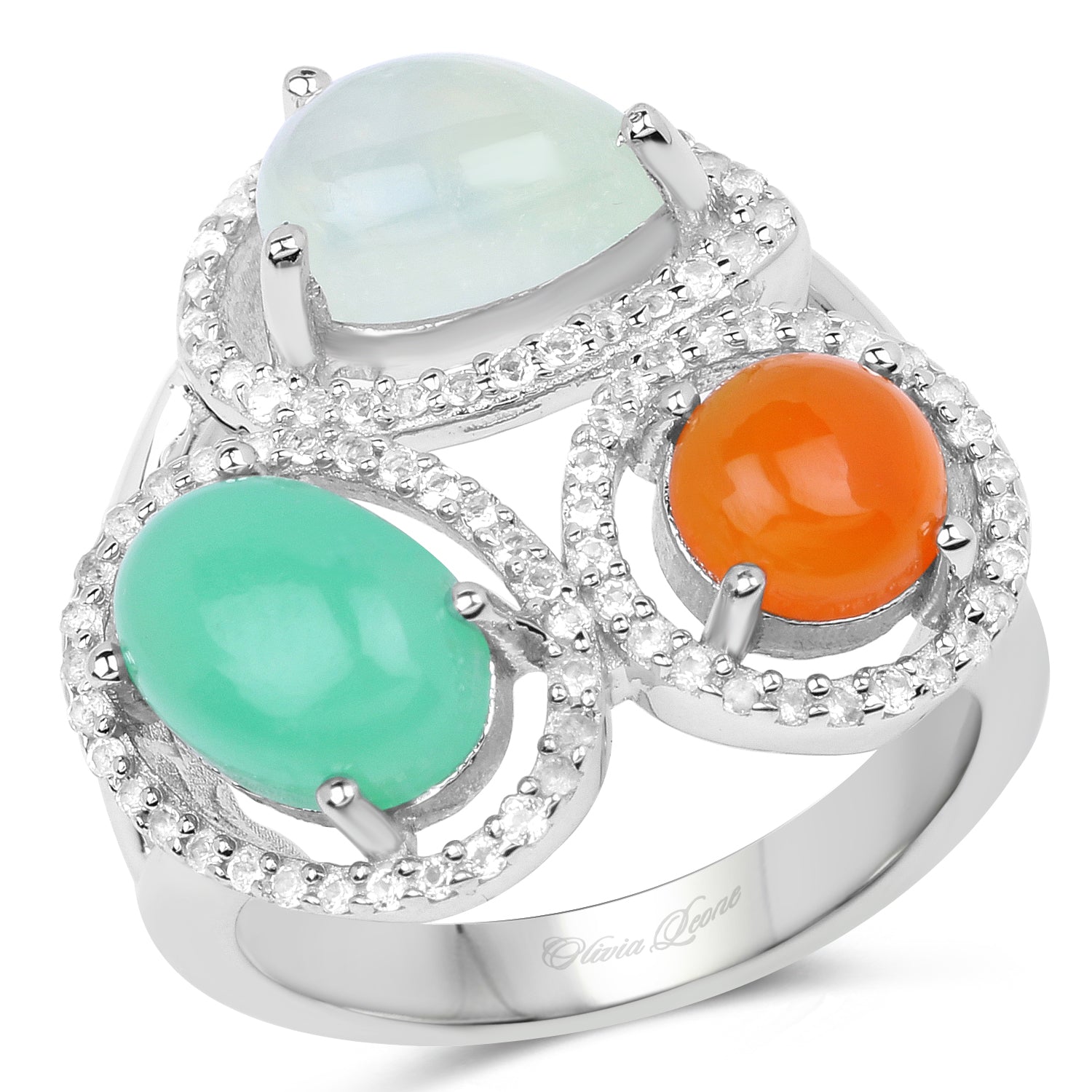 4.82 Carat Genuine Multi Stone .925 Sterling Silver Ring by Bids.com
