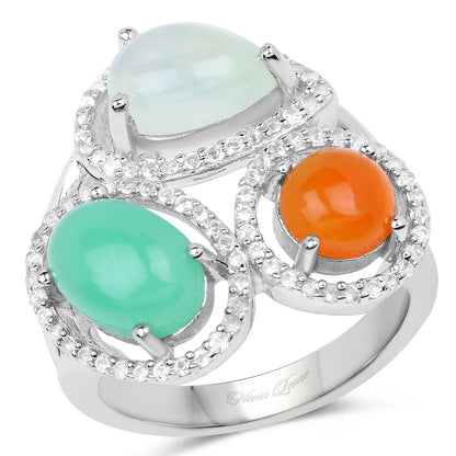 4.82 Carat Genuine Multi Stone .925 Sterling Silver Ring by Bids.com