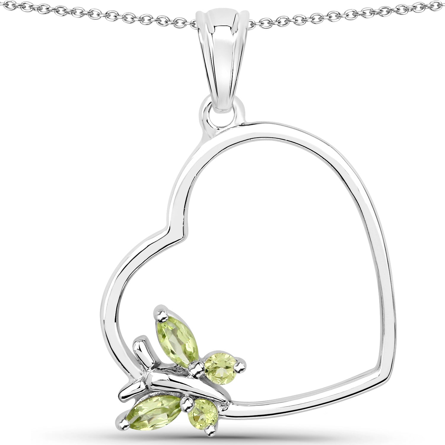 0.21 Carat Genuine Peridot .925 Sterling Silver Pendant  DestGlow