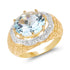 14K Yellow Gold Plated 5.27 Carat Genuine Blue Topaz & White Topaz .925 Sterling Silver Ring  DestGlow