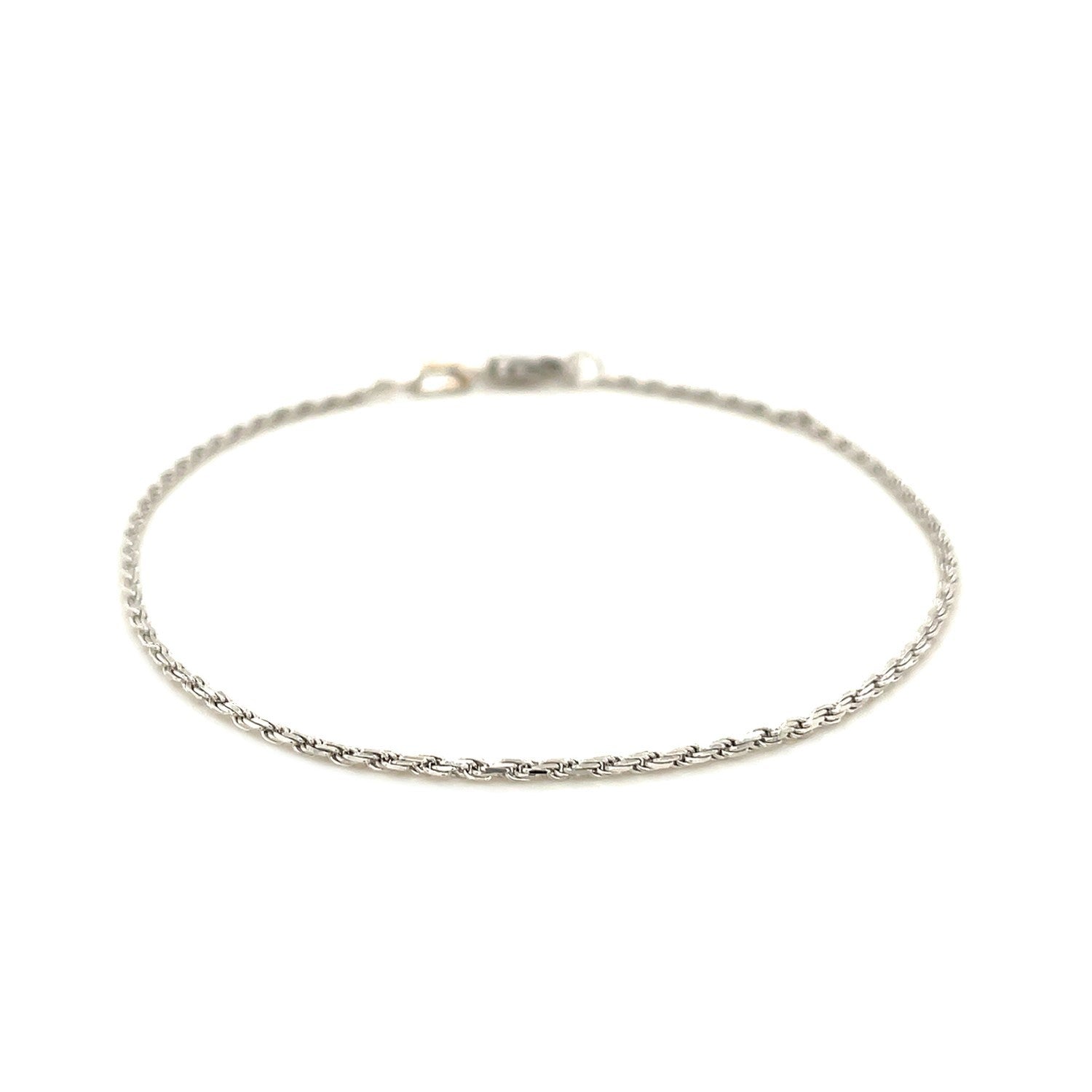 2.0mm 14k White Gold Solid Diamond Cut Rope Bracelet  DestGlow