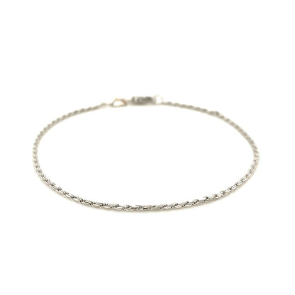2.0mm 14k White Gold Solid Diamond Cut Rope Bracelet  DestGlow