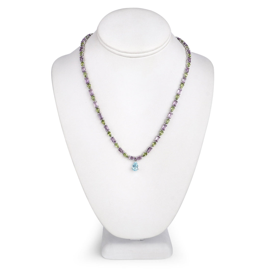 32.50 Carat Genuine Multi Stones .925 Sterling Silver Necklace by Bids.com