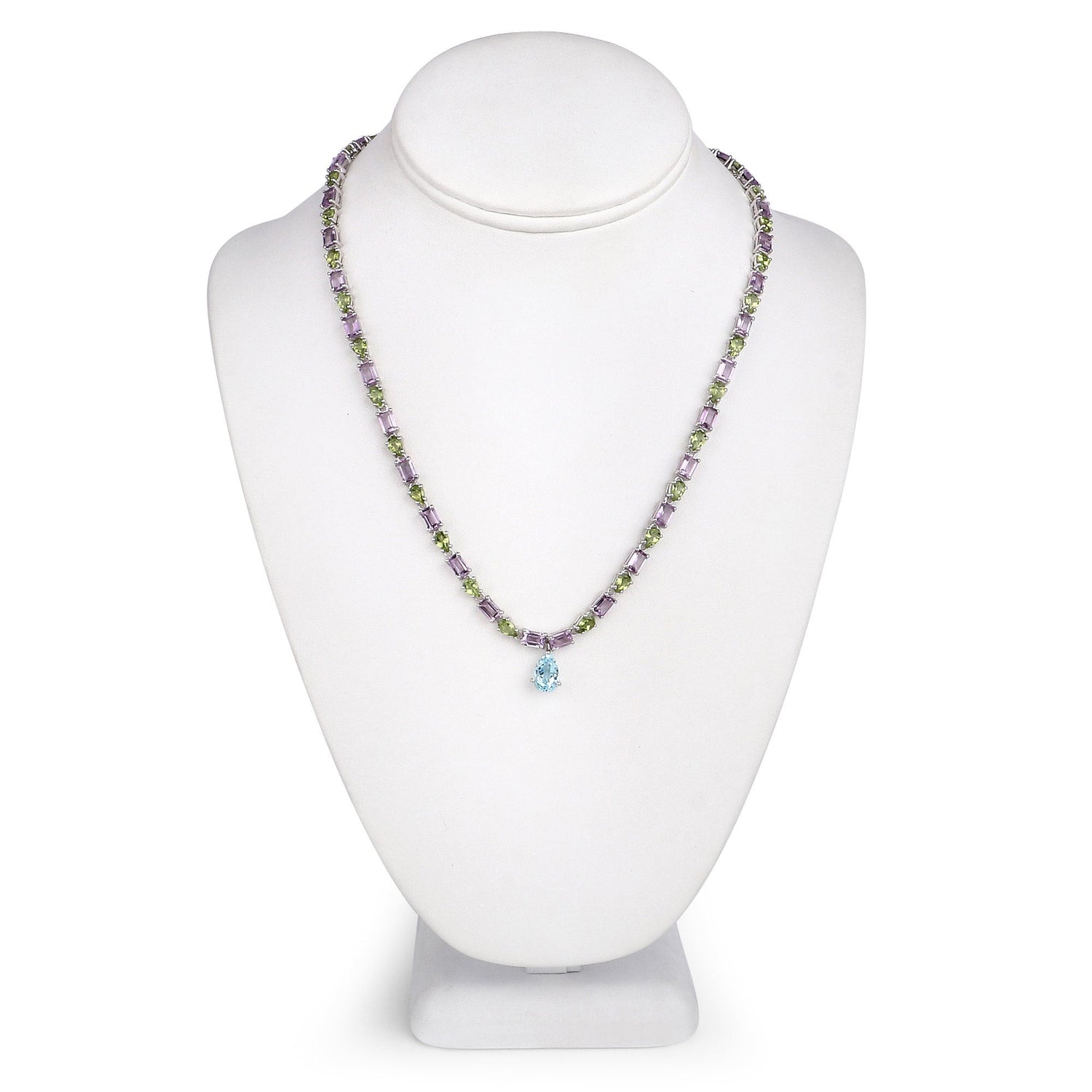 32.50 Carat Genuine Multi Stones .925 Sterling Silver Necklace by Bids.com