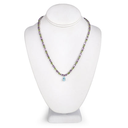 32.50 Carat Genuine Multi Stones .925 Sterling Silver Necklace by Bids.com