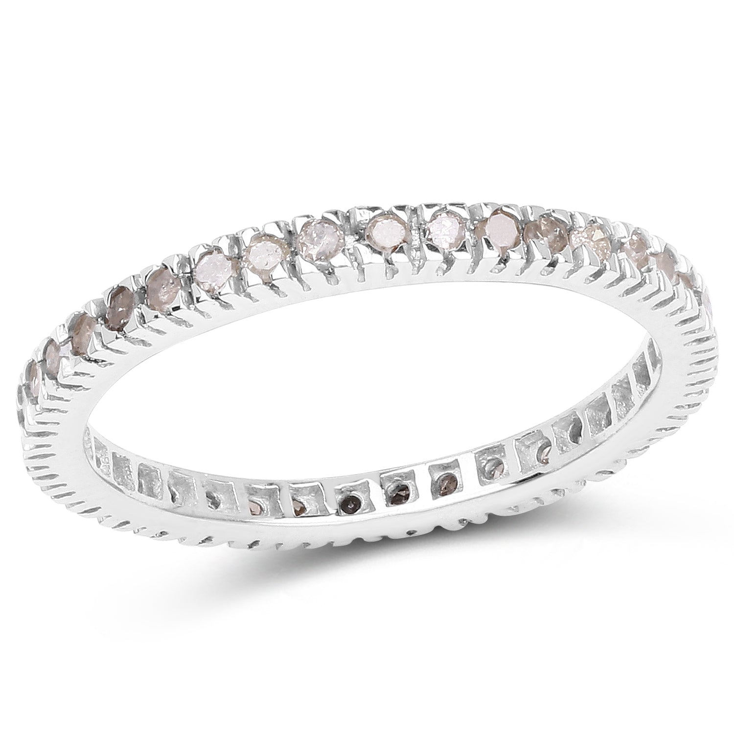 0.57 Carat Genuine Champagne Diamond .925 Sterling Silver Ring by Bids.com