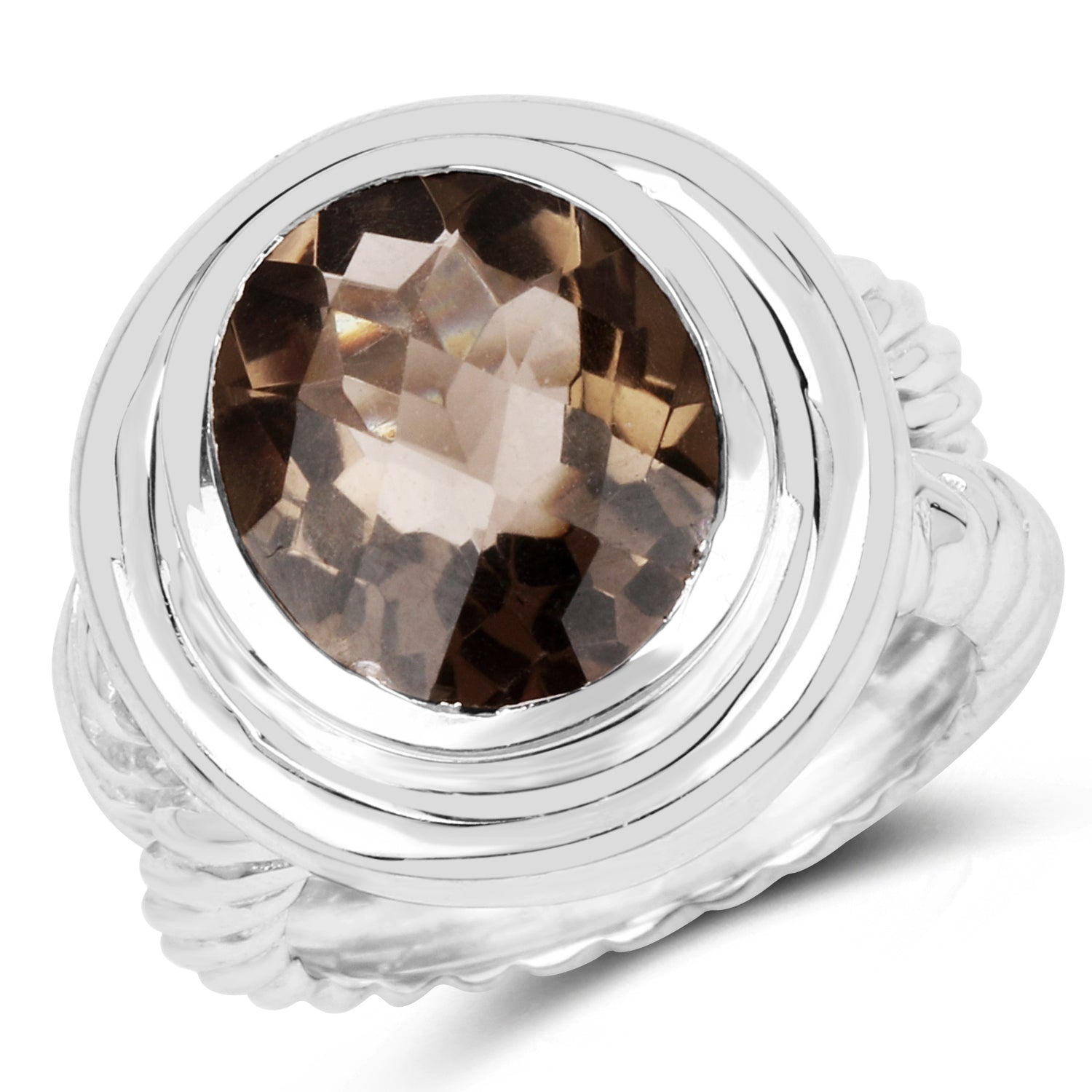 6.59 Carat Genuine Smoky Quartz .925 Sterling Silver Ring  DestGlow