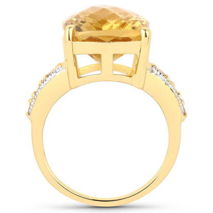 8.44 Carat Genuine Citrine and White Topaz .925 Sterling Silver Ring by Bids.com